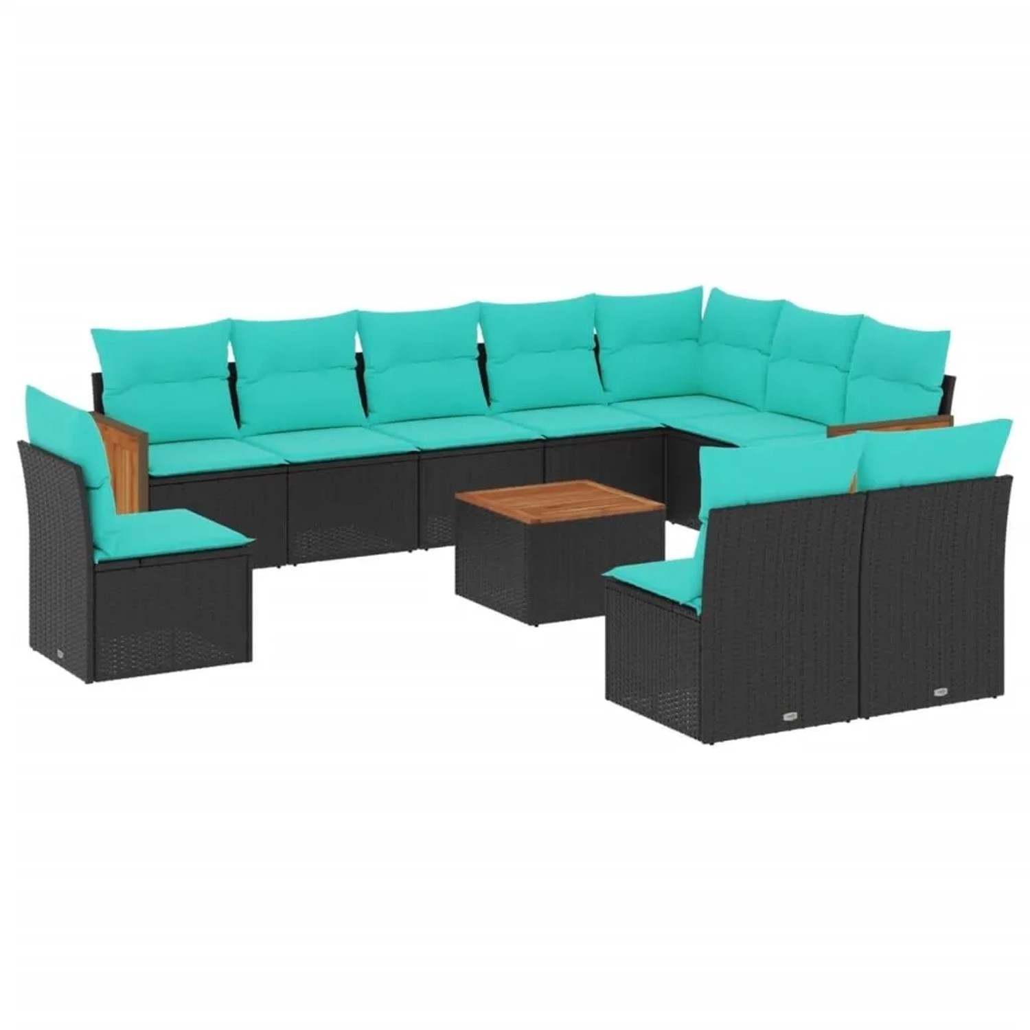 vidaXL 11-Tlg Gartensofa-Set mit Kissen Schwarz Polyrattan 3227758 günstig online kaufen