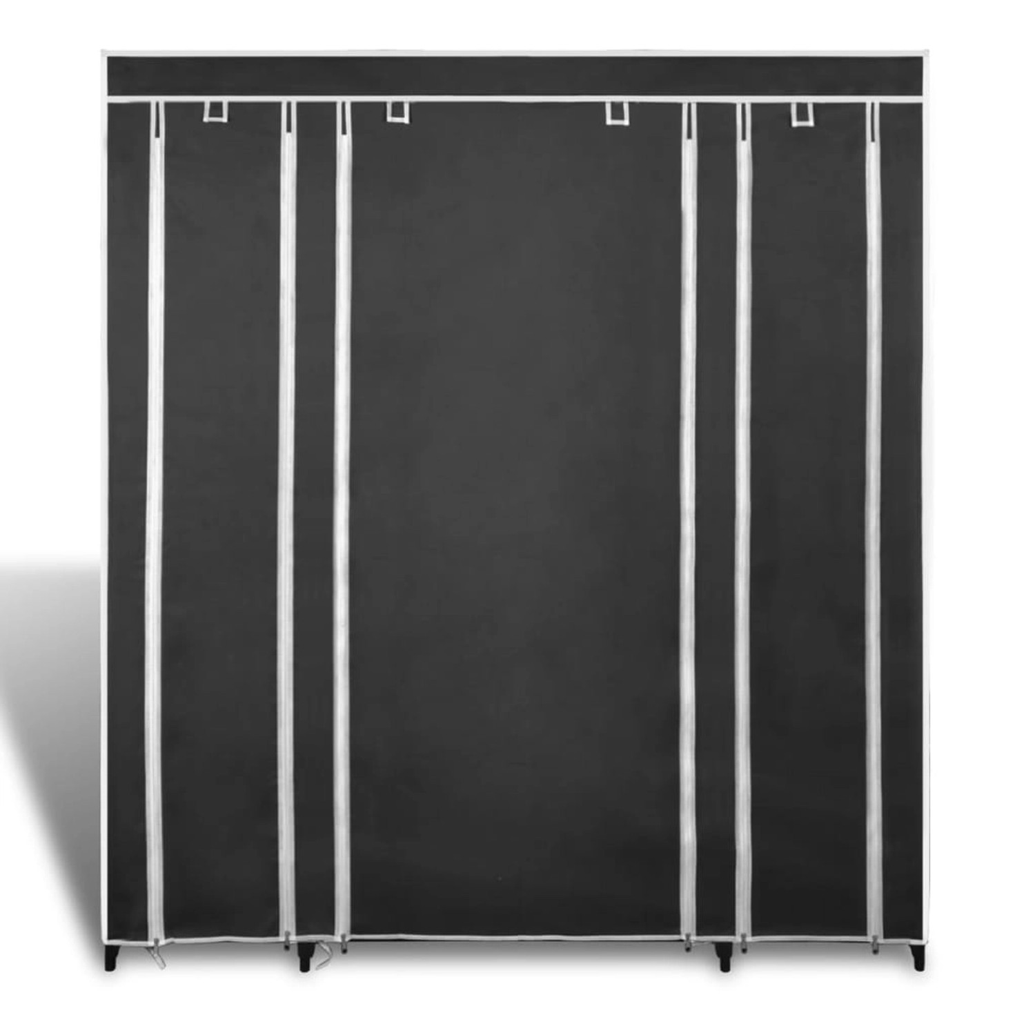 vidaXL Stoffschrank mit Fächern Kleiderstangen 45×150×176 cm Schwarz