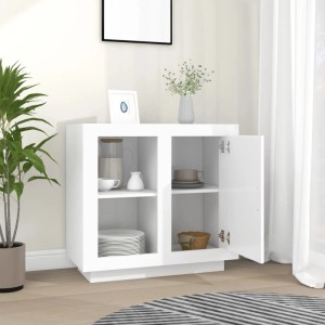 Weißes vidaXL Sideboard (80x40x75 cm) mit zwei Regalböden im Wohnzimmer.