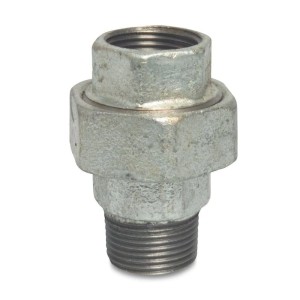 Klasebo Gewindefitting Temperguss Verschraubung Flachfitting 1 IG X 1 AG