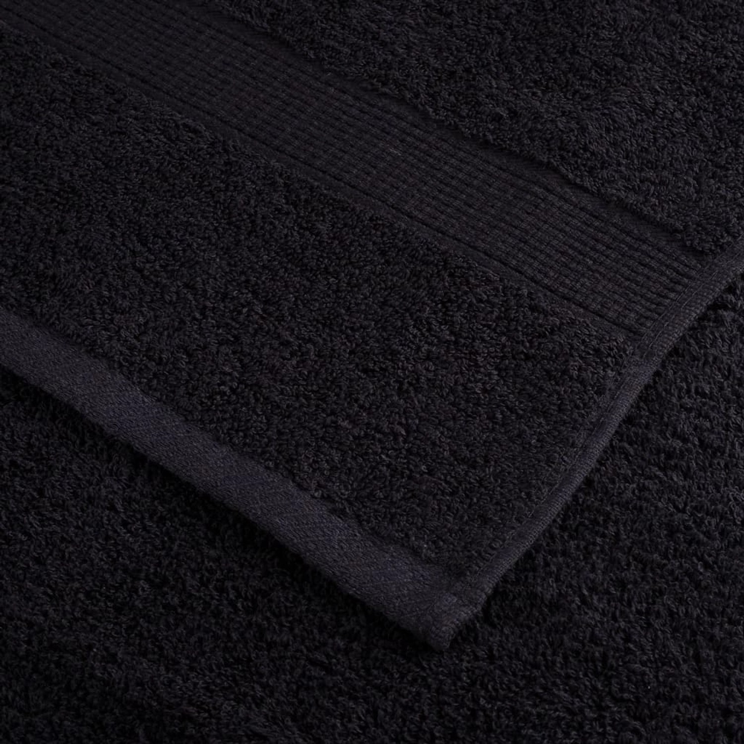 Detailaufnahme: Schwarzes Premium-Badetuch aus Baumwolle (100x150 cm) im Set (10 Stk.)