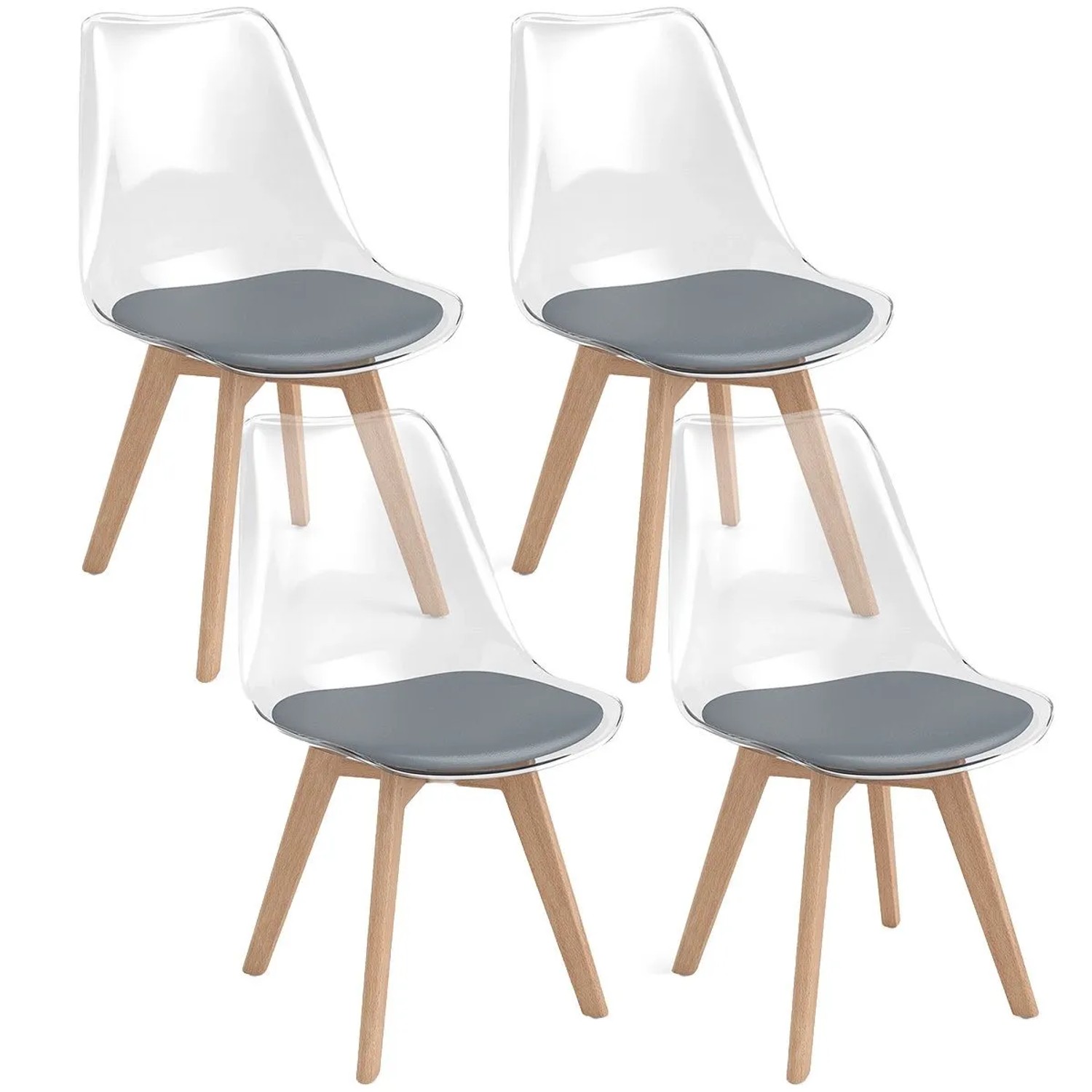 Costway Esszimmerstühle 4er Set Transparent Grau günstig online kaufen