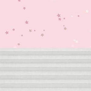 Velux Verdunkelungsrollo Plus DFD C02, 55x78 cm, rosa mit Sternenmuster und weißem Plissee.