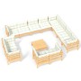 vidaXL Garten-Lounge-Set, 13-teilig, Kiefer massiv mit creme Kissen. Gartenmöbel für Terrasse und Garten.