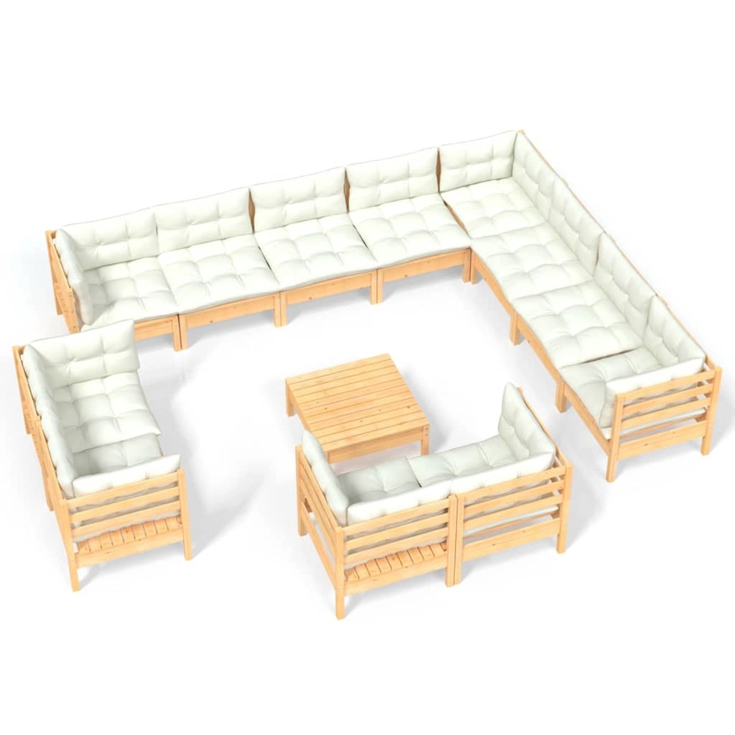 vidaXL 13-tlg Garten-Lounge-Set mit Creme Kissen Massivholz Kiefer Modell 3