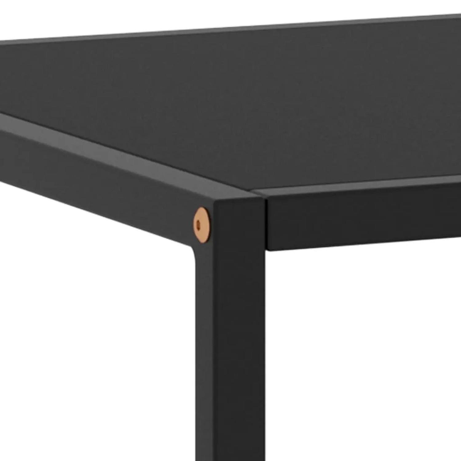 Schwarzer vidaXL Couchtisch mit Glasplatte, 100x50x35 cm, Detailansicht.