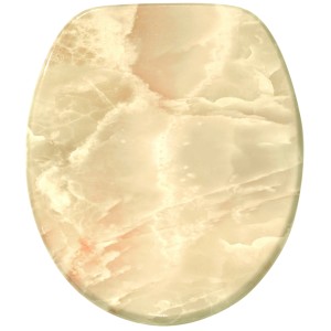 Sanilo WC-Sitz Marmor Natur mit Absenkautomatik, Toilettendeckel aus Holz.