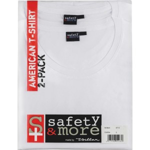 Safety&More American T-Shirts, 2er-Pack, Weiß, Größe L, Arbeitskleidung aus Baumwolle.