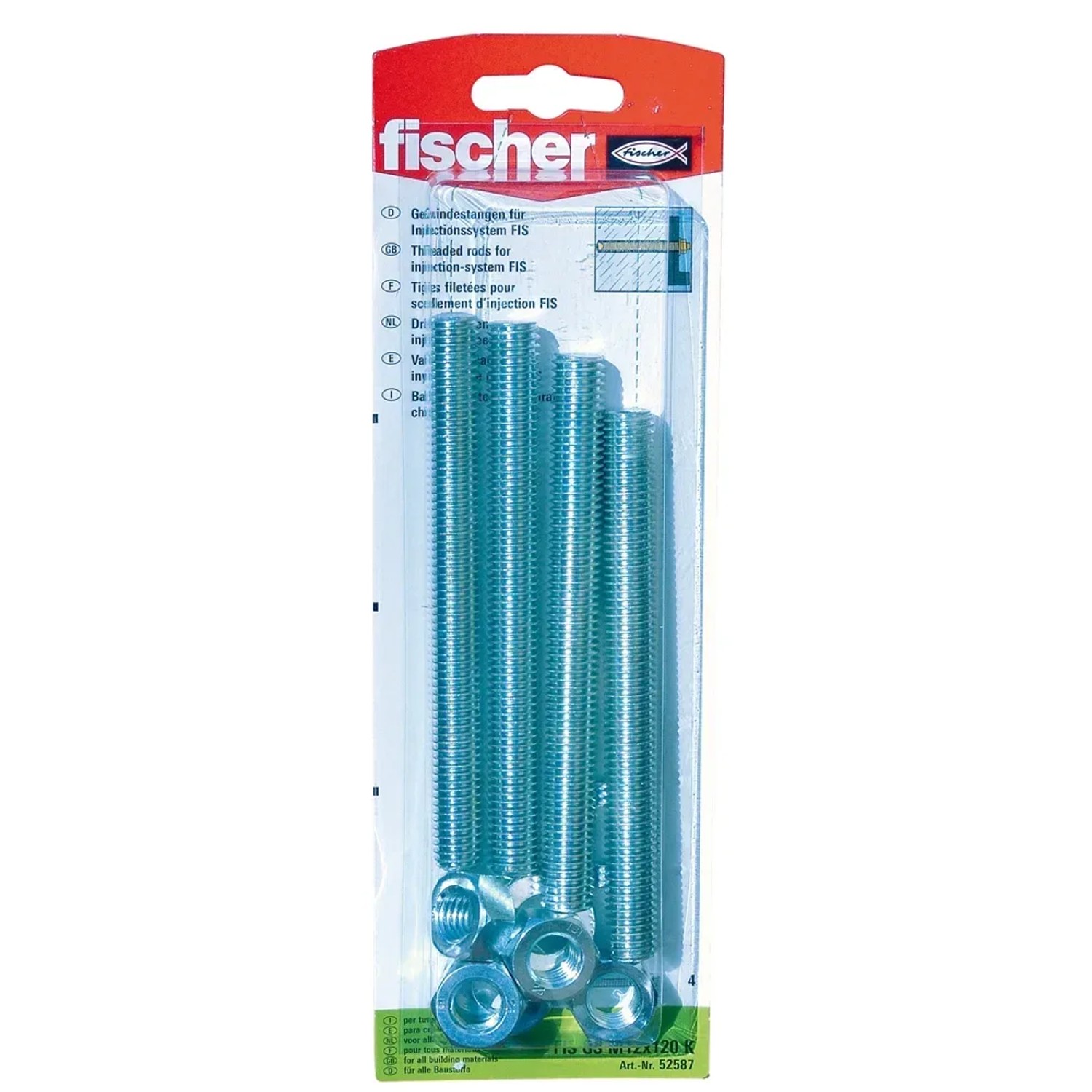 Fischer Injektions-Gewindeanker FIS GS M12 x 120 K, 4 Stück im Set.