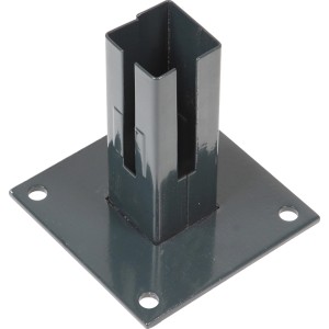 Anthrazitfarbene Bodenplatte für 60x60 mm Eckpfosten zur Zaunmontage.