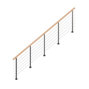 StarWood Metallgeländer Kos, 400 cm, mit Buchenhandlauf und anthrazitfarbenen Pfosten.