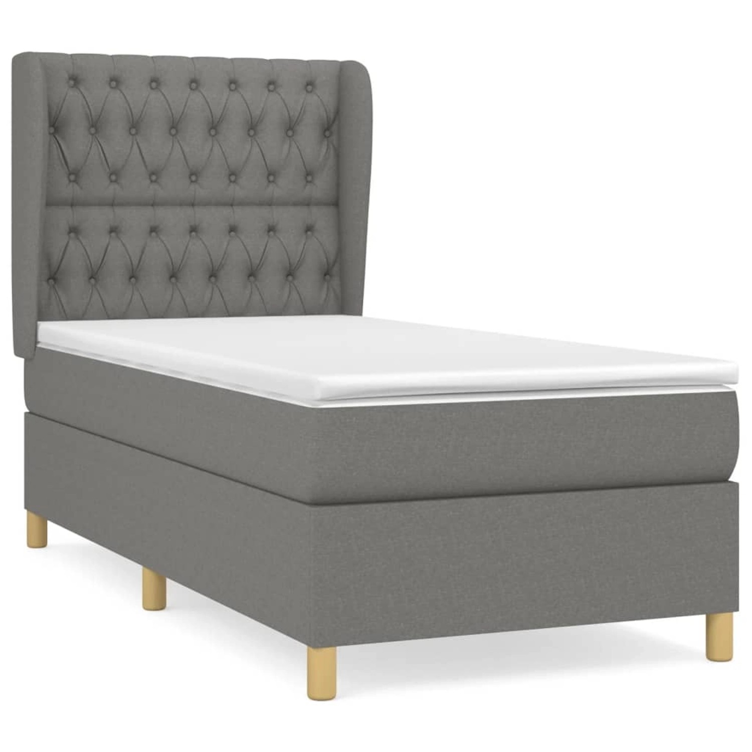 vidaXL Boxspringbett Boxspringbett mit Matratze Dunkelgrau 90x200 cm Stoff günstig online kaufen