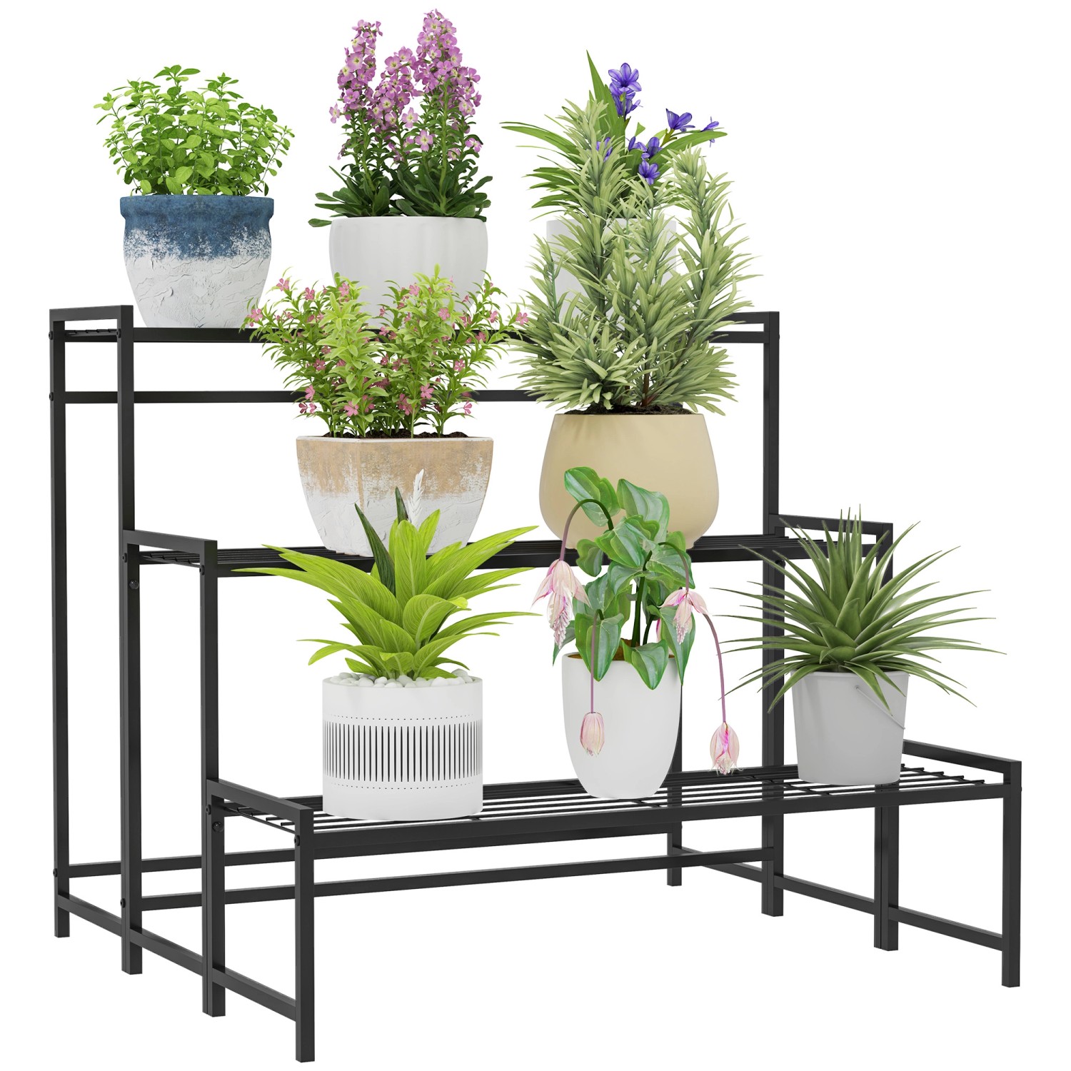 Outsunny  Pflanzenständer Metall Schwarz 75L x 70B x 66H cm günstig online kaufen
