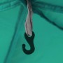 Nahaufnahme eines schwarzen Hakens an einer grauen Schlaufe im meergrünen vidaXL Partyzelt. Detail des wasserdichten Pavillons.