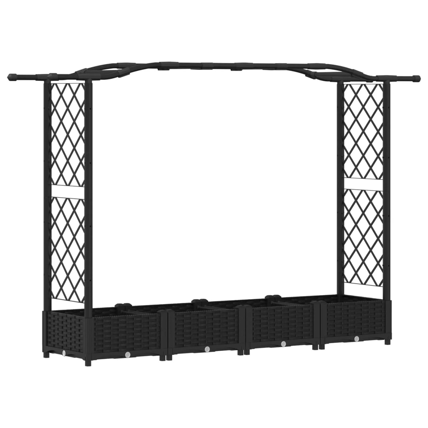 vidaXL Hochbeet mit Rankgitter und Dach Schwarz 207 x 40 x 126 cm PP 42032529
