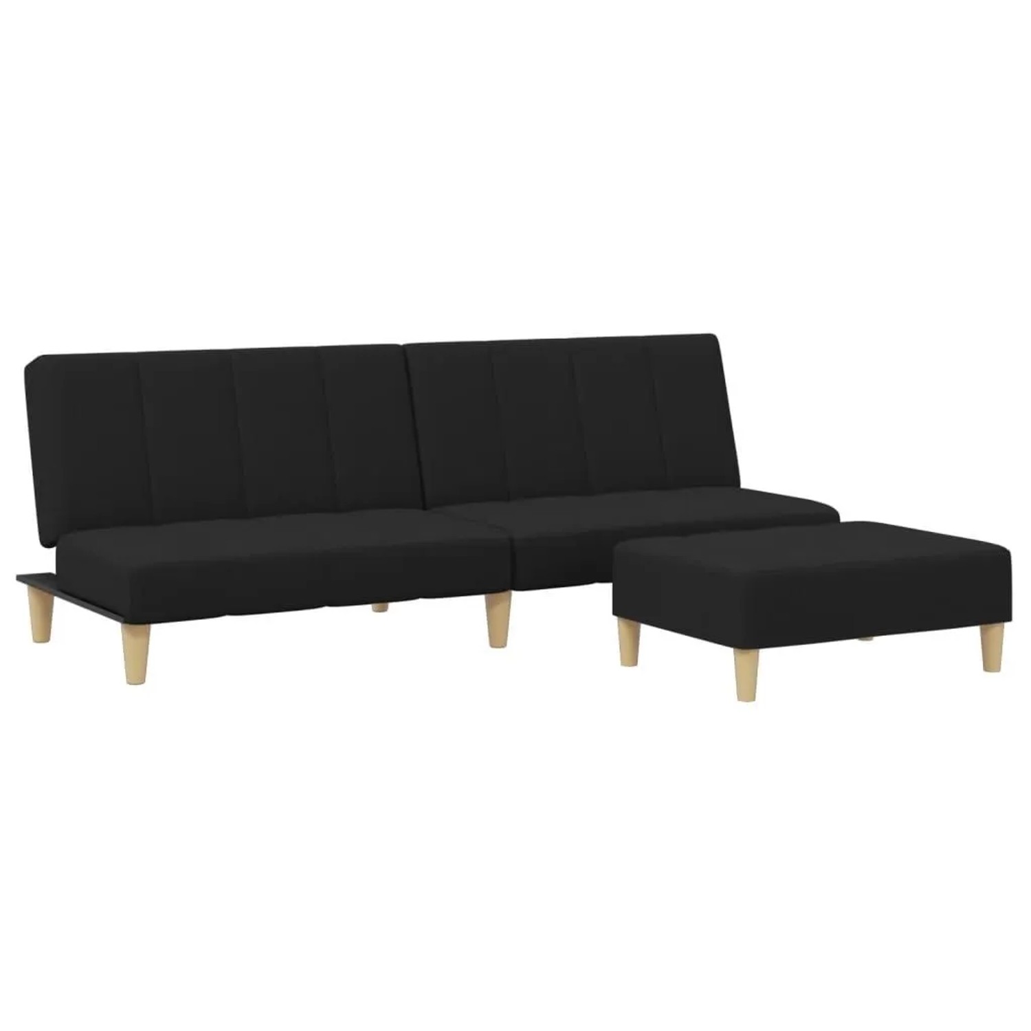vidaXL Schlafsofa 2-Sitzer mit Fußhocker Schwarz Stoff 3258140 günstig online kaufen