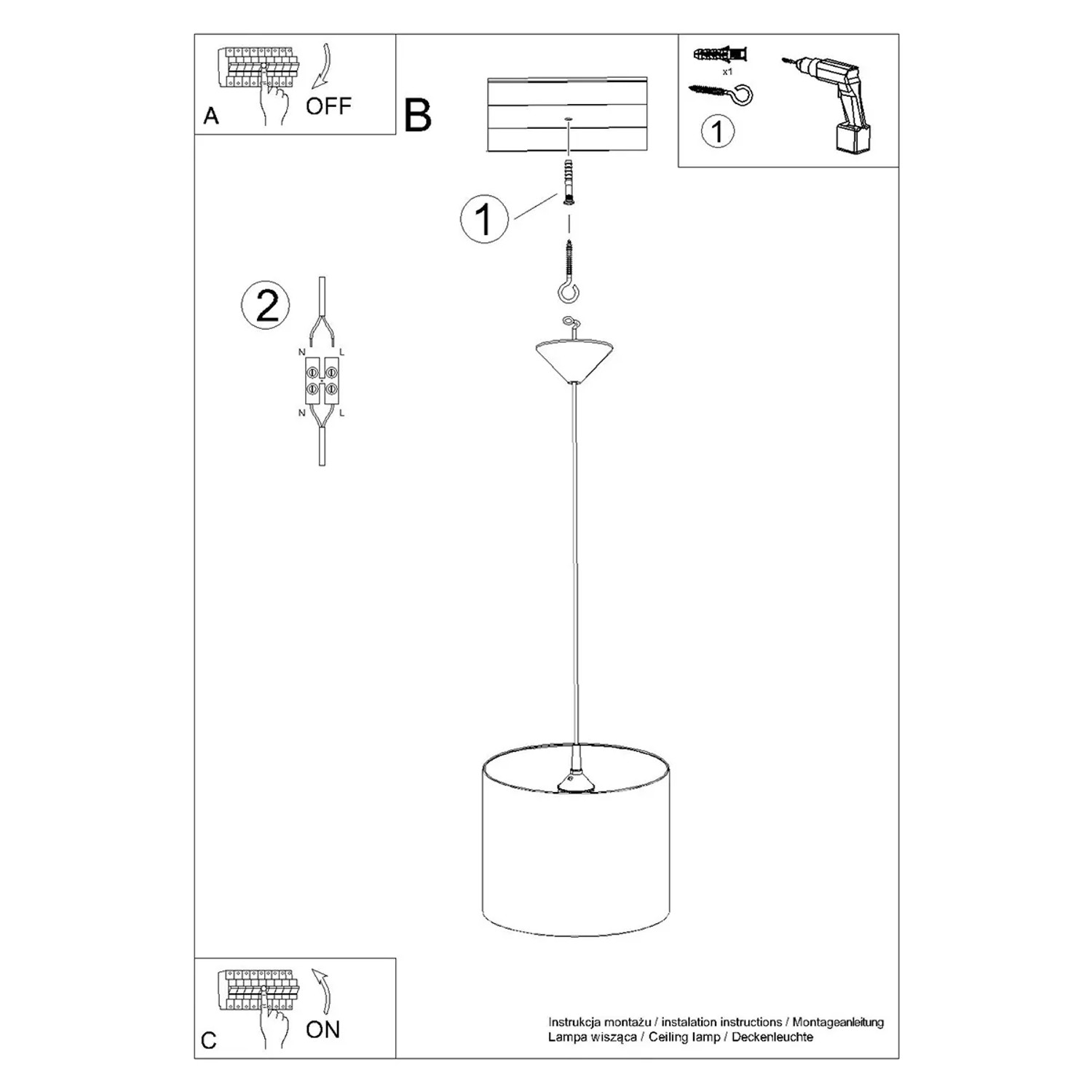 Montageanleitung für Sollux Lighting Fairy 30 Hängeleuchte, Lampen & Leuchten.