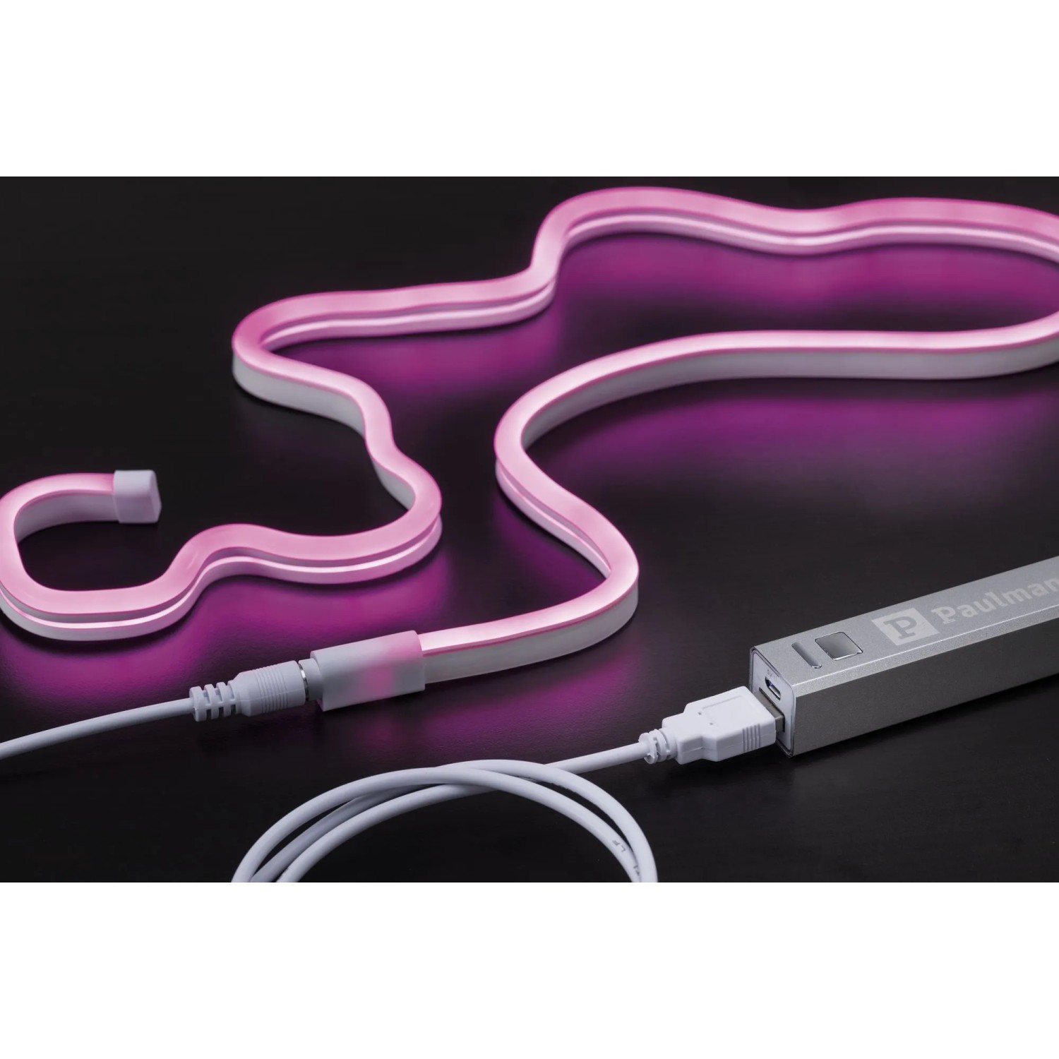 Paulmann LED Strip Neon Colorflex USB Pink, flexibler LED-Streifen mit USB-Anschluss für stimmungsvolle Beleuchtung.