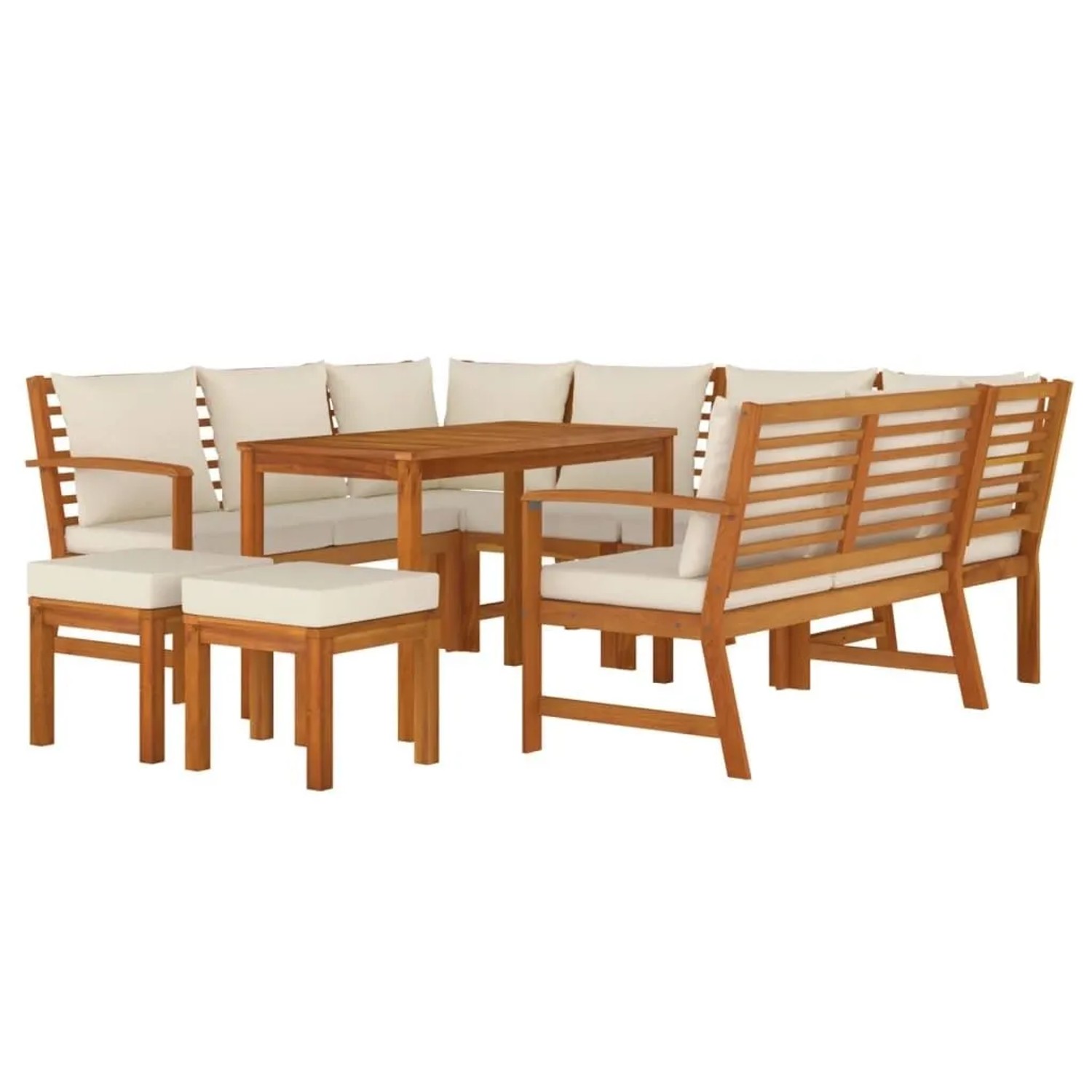 vidaXL 9-Tlg Garten-Essgruppe mit Kissen Massivholz Akazie 3154976