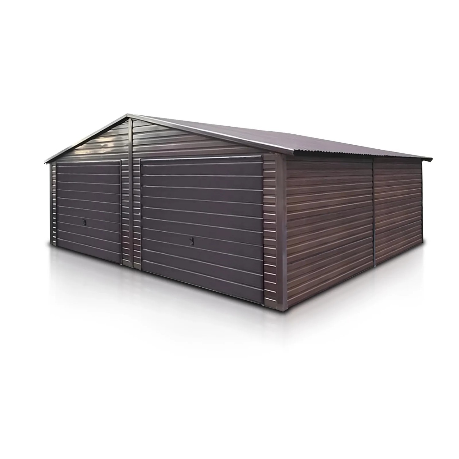 Liderstal Doppelgarage Standard aus Blech 700 x 600 cm Satteldach Schwingtor Holzoptik