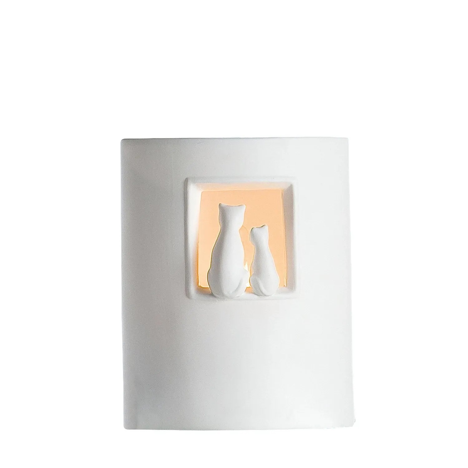 Gilde Tischleuchte Katzenpaar Weiß 22 cm x 17,5 cm