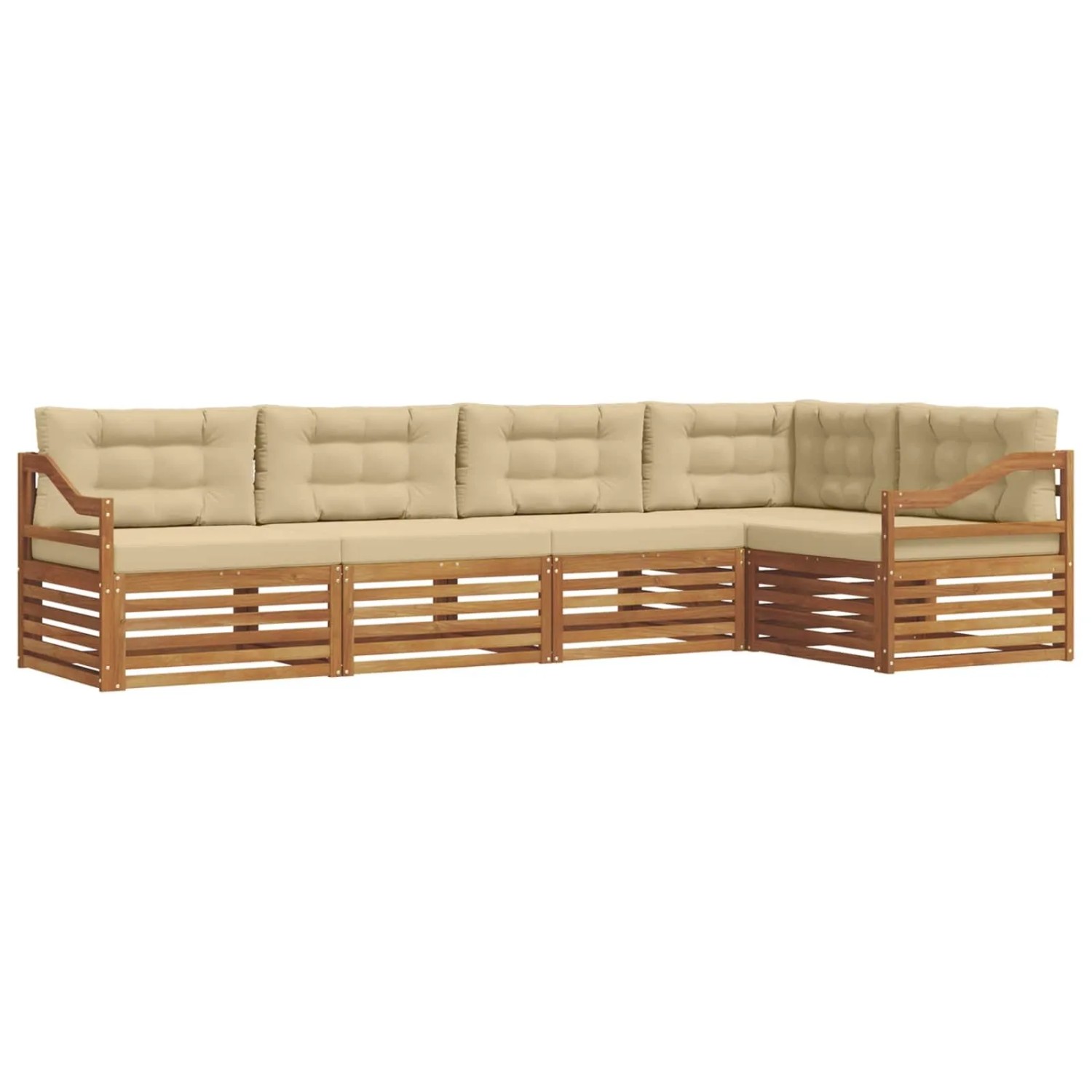 vidaXL Outdoor-Sofagarnitur mit Kissen 5-Tlg Natur und Beige 3373478