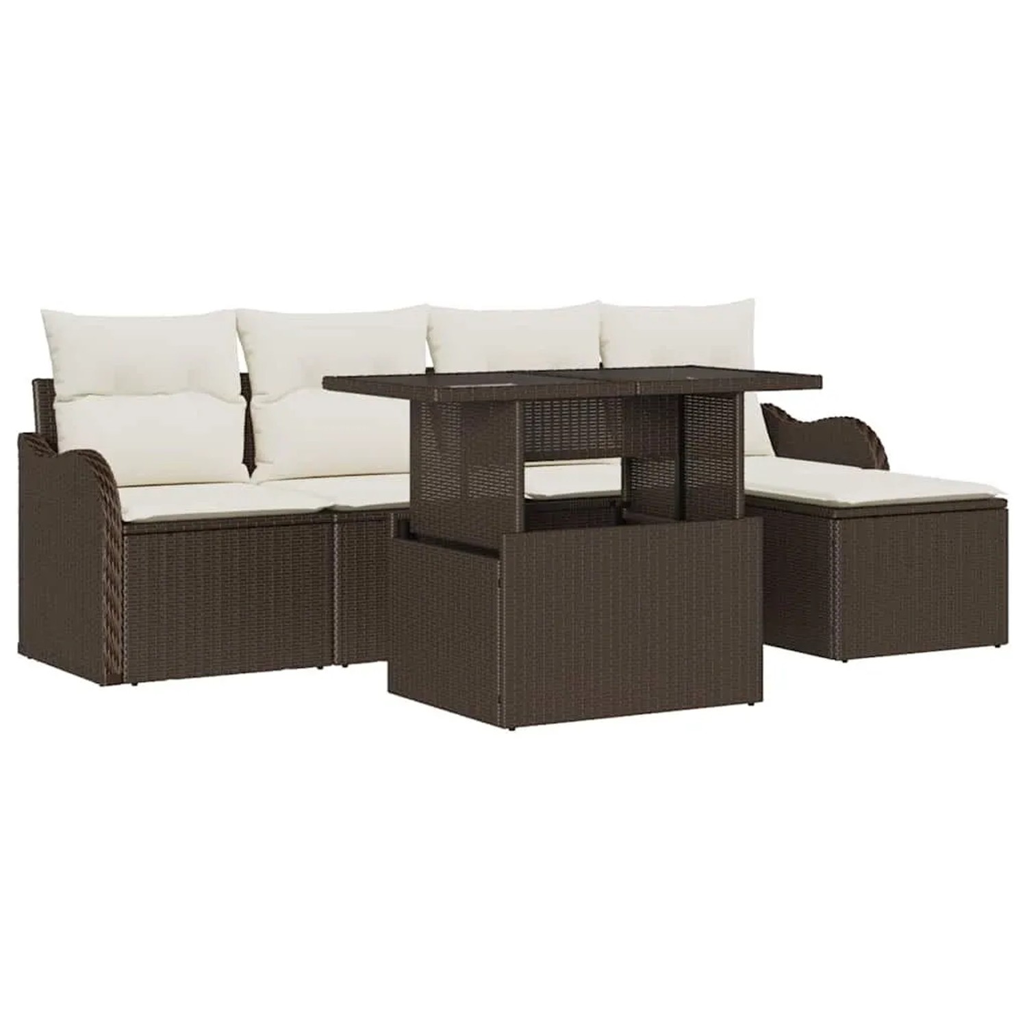vidaXL Gartensofa-Set mit Kissen 6 Stk Braun Polyrattan 3357181 günstig online kaufen