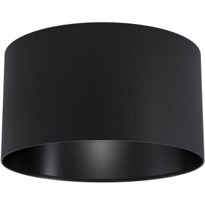 Schwarze Eglo Deckenleuchte Maserlo 1-flammig mit Stoffschirm für Wohnräume.