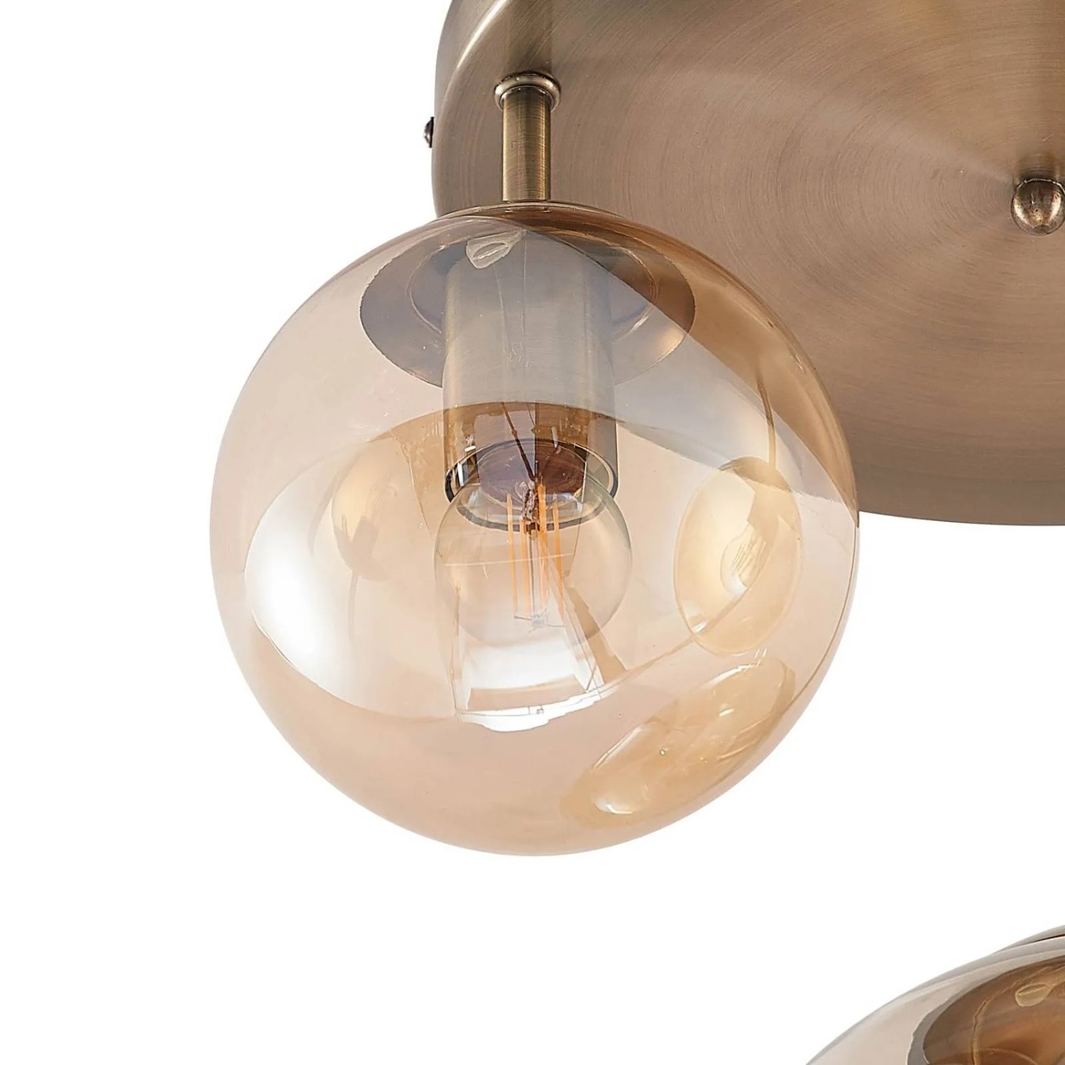 Moderne, 3-flammige Lindby Deckenlampe Teeja in Creme mit Glas-Kugeln für Wohnzimmer.
