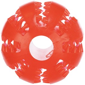Roter Jollypaw Ball, Ø 7 cm, aus TPR-Material für Apportierspiele und Zahnpflege.