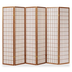 Homestyle4u 6-tlg. Paravent in Braun 264x175 cm 227