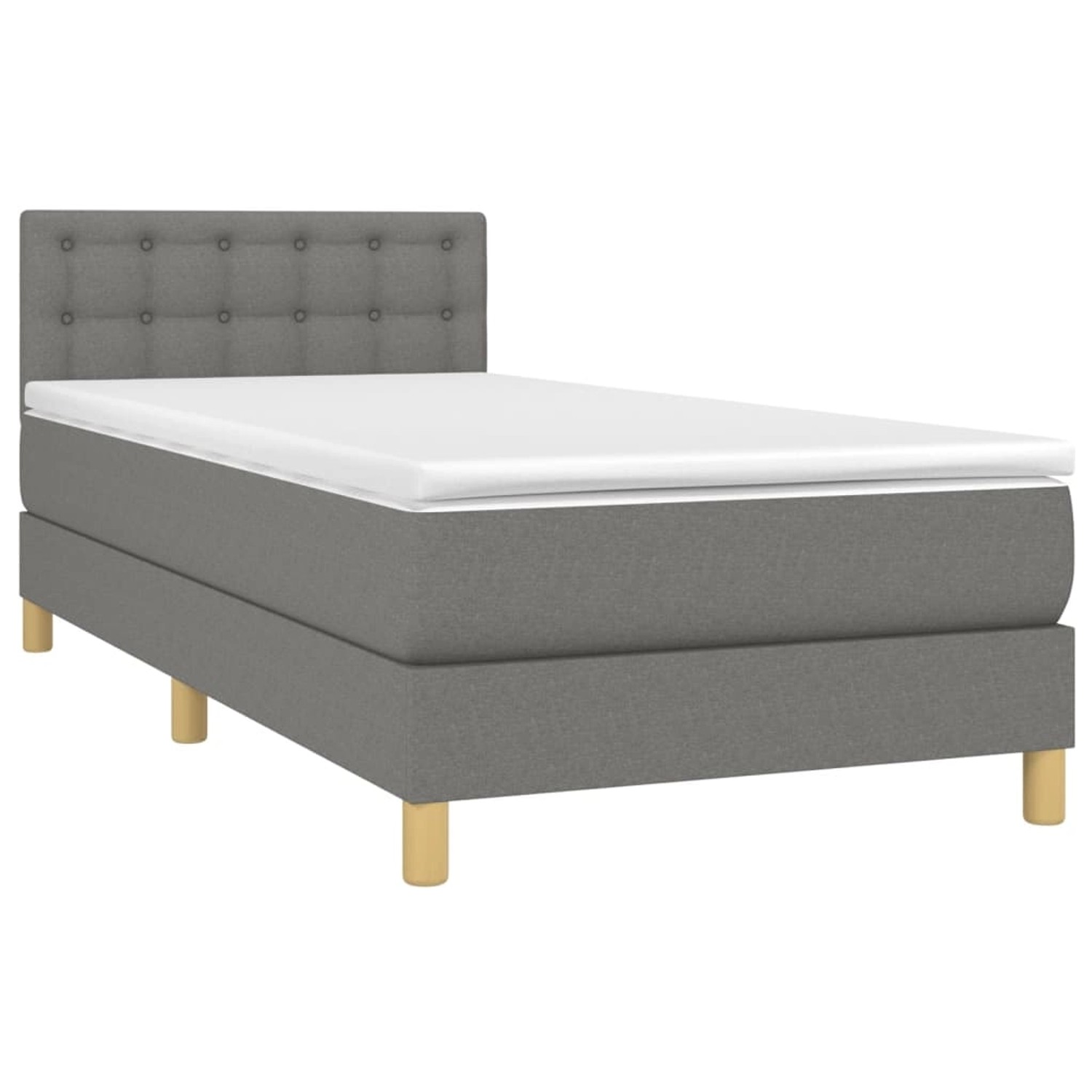 vidaXL Boxspringbett mit Matratze & LED Dunkelgrau 80x200 cm Stoff 3133990 günstig online kaufen
