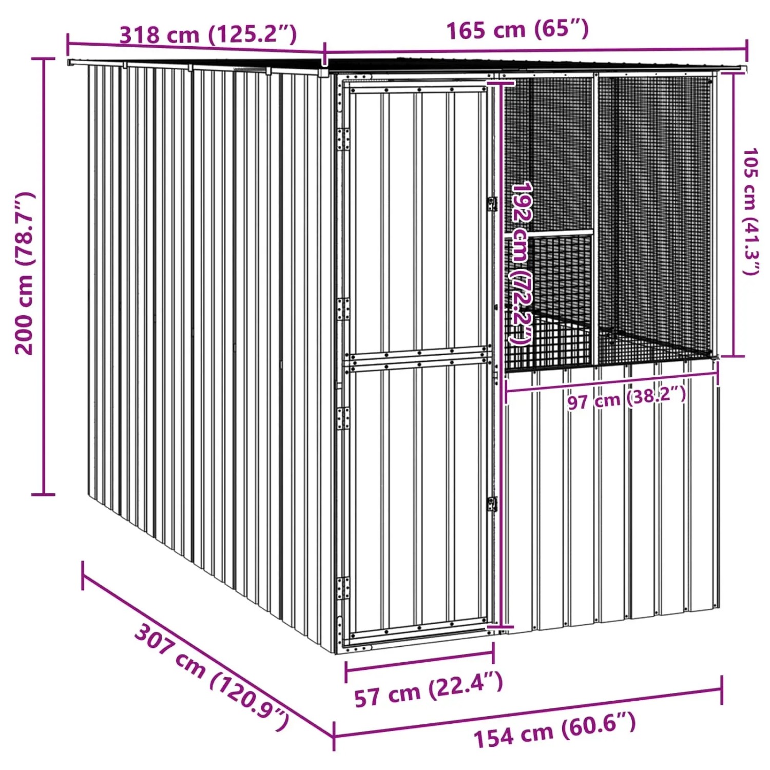 vidaXL Vogelkäfig Anthrazit 315 x 167 x 200 cm Verzinkter Stahl 3325169_10