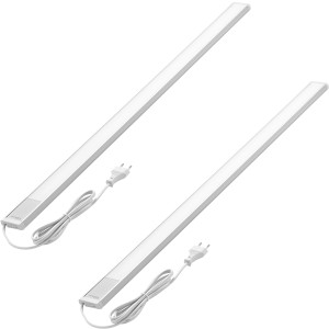 2er Set flache LED Unterbauleuchten aus Aluminium, 90cm, warmweiß, mit Schalter für Küchenbeleuchtung.