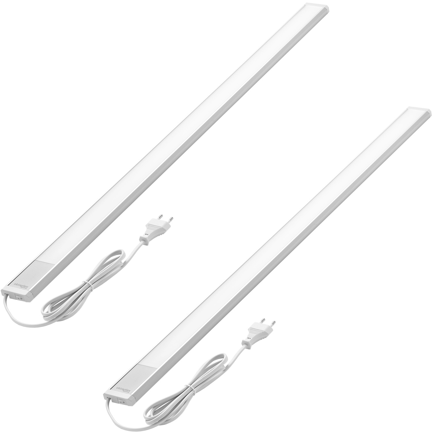 Oktaplex 2er Set LED Unterbauleuchte Flach Aluminium 90cm Küchenbeleuchtung Warmweiß mit Schalter