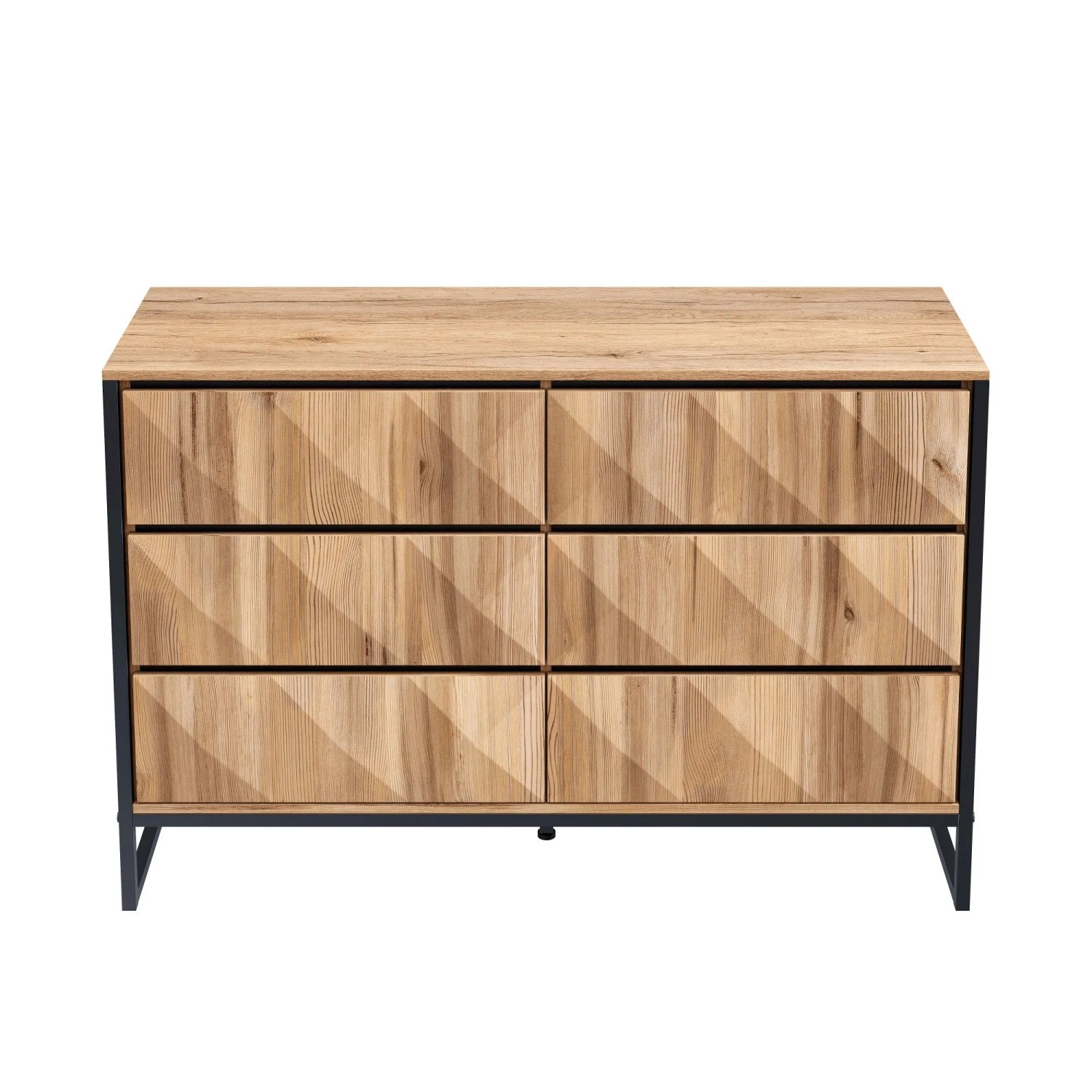 okwish Sideboard mit Metallbeinen Erhöhten Türen Wohnzimmer 120x40x80cm Schwarz Natur