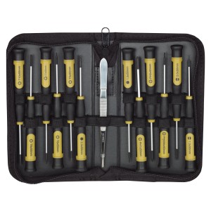 Proxxon Micro-Driver Schraubendreher-Satz, 13-teilig in Tasche mit Pinzette.