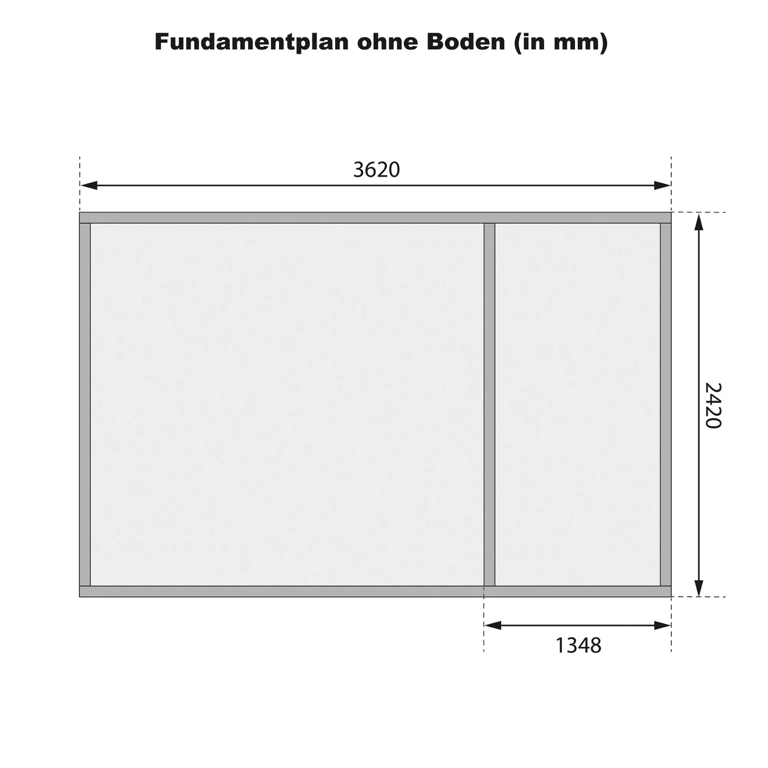 Grundriss Karibu Gartenhaus Vännersborg 1 Terragrau, Maße 366x246 cm, ohne Boden.
