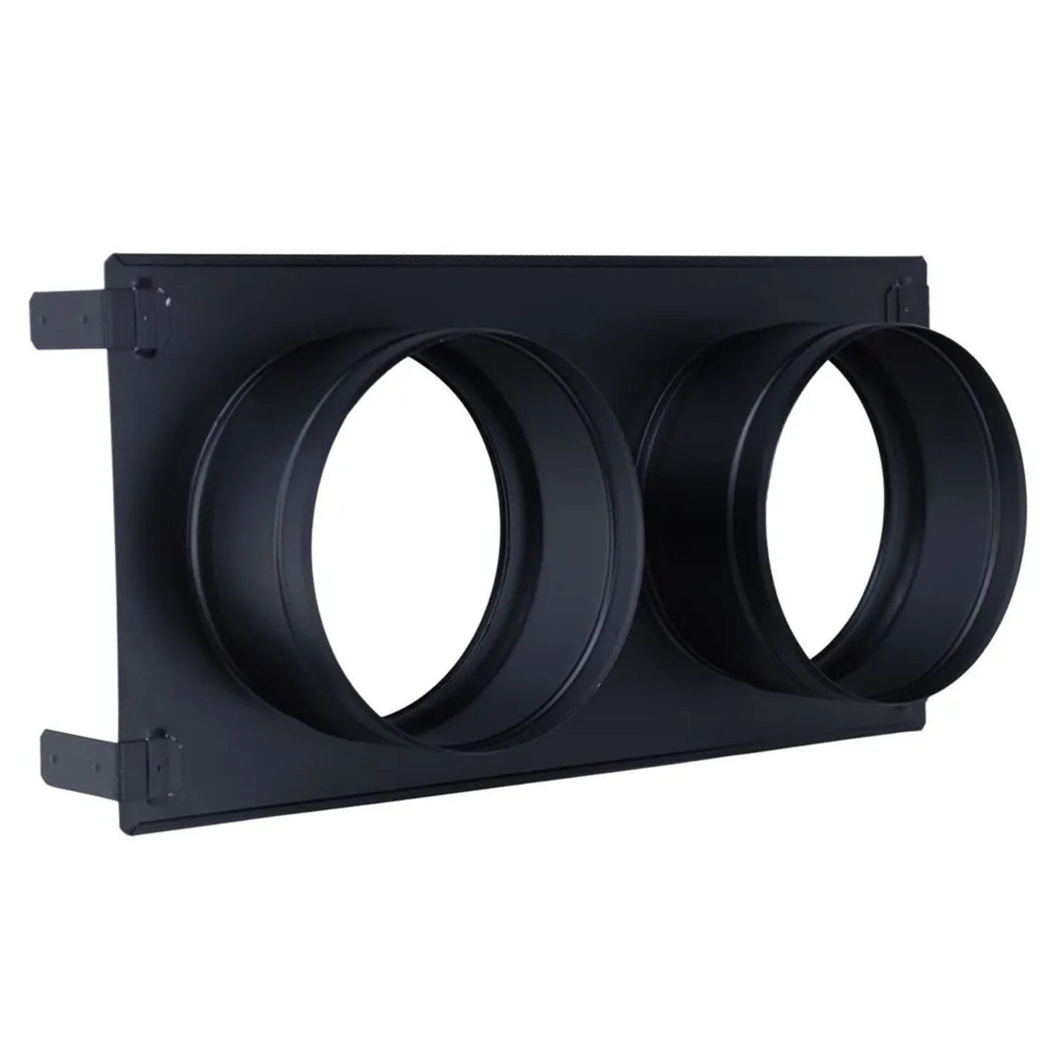 Subtiel Verstellbares Stutzenblech 450 x 240 mm Mit 2 Stutzen Ø 160 mm Schwarz