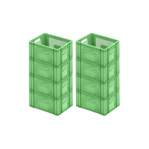 PROREGAL SuperSparSet: 8 grüne Eurobehälter/Obstkisten (18L) gestapelt. Ideal zur Aufbewahrung.