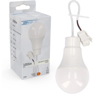 Renovierungsfassung mit LED-Leuchtmittel A60, 10W, neutralweiß, mit Anschlusskabel und Verpackung.