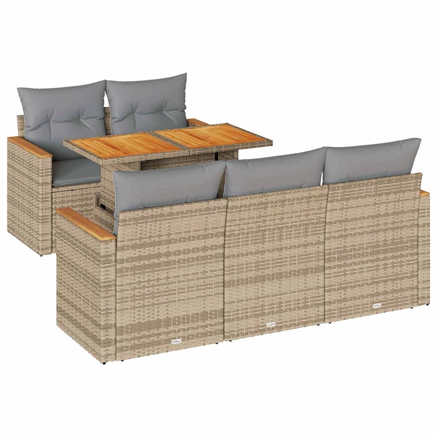 vidaXL 6-Tlg Garten-Sofagarnitur mit Kissen Beige Poly Rattan Akazie 332744 günstig online kaufen