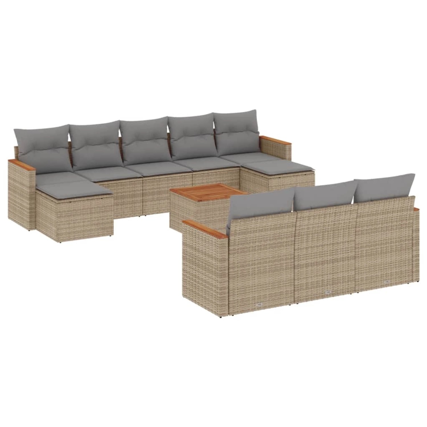 vidaXL 11-Tlg Garten-Sofagarnitur mit Kissen Beige Poly Rattan 3226423 günstig online kaufen
