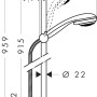 Technische Zeichnung Hansgrohe Crometta 85 Vario Brauseset mit Maßen.