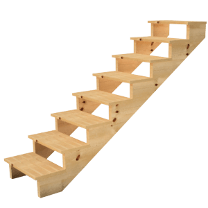 Vinuovo Holztreppe für Außen, 8 Stufen, 60cm breit, ohne Setzstufen.