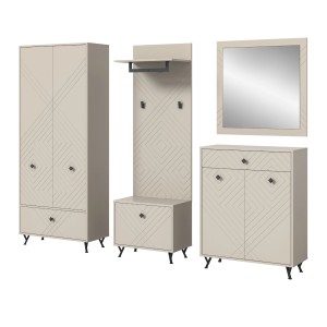Inn.Furn Garderoben-Set 5-teilig Sand 250 cm mit Fräsungen Apunti