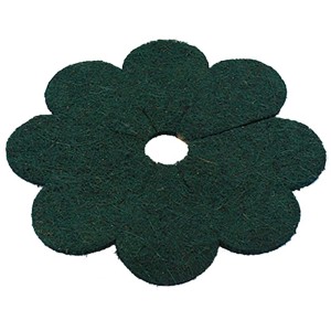 3er Set grüne Mulchscheiben in Blumenform, Ø 37cm, für Beet- und Topfpflanzen.