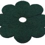 3er Set grüne Mulchscheiben in Blumenform, Ø 37cm, für Beet- und Topfpflanzen.