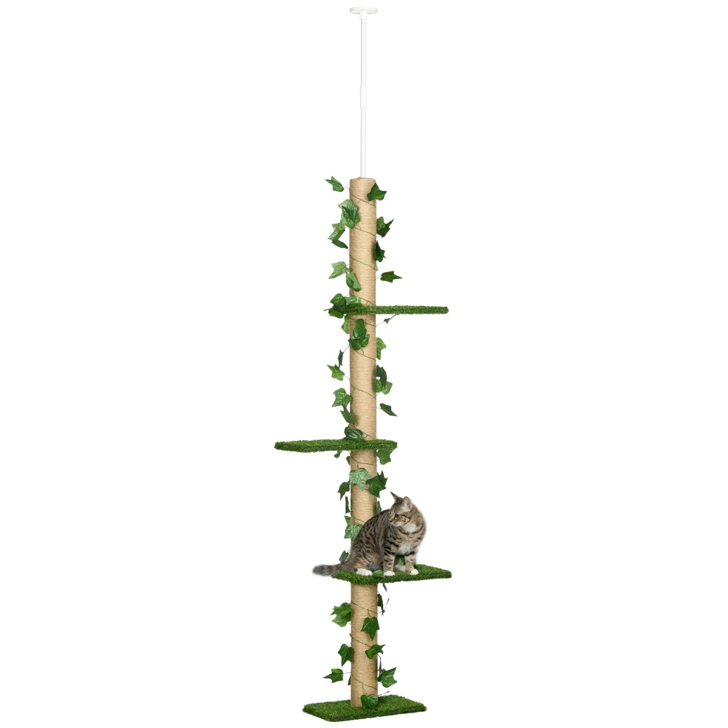 PawHut Katzenbaum Spanplatte ABS Gelb 37L x 21B x 202-242H cm
