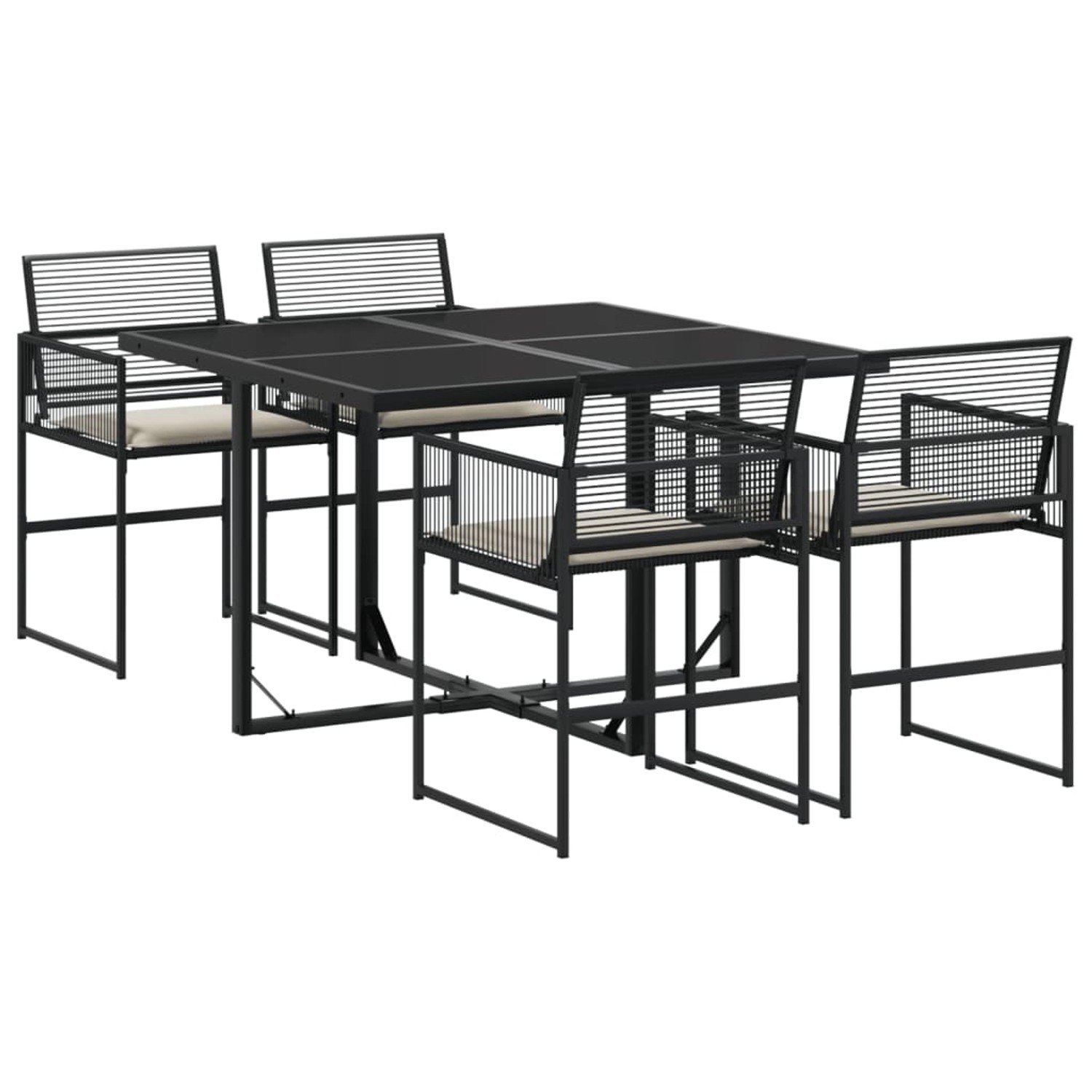 vidaXL 5-Tlg Garten-Essgruppe mit Kissen Schwarz Poly Rattan 3295008 günstig online kaufen